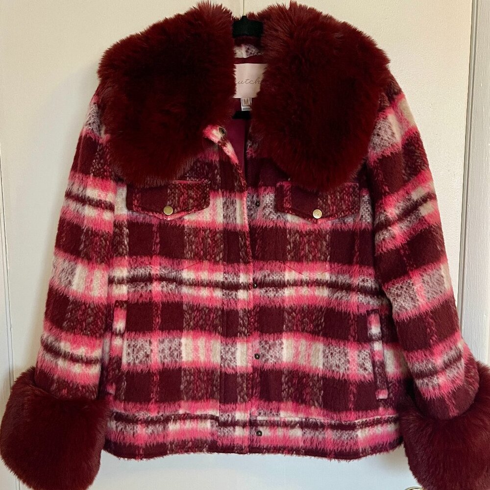 Hutch Plaid Faux Fur Collar & Cuff Jacket – Anthropologie – Size M